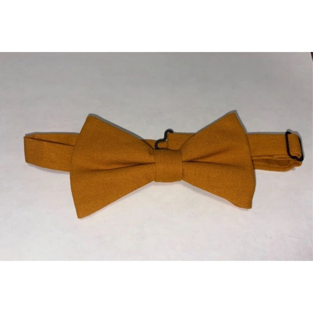 Linen marigold bow tie size large
